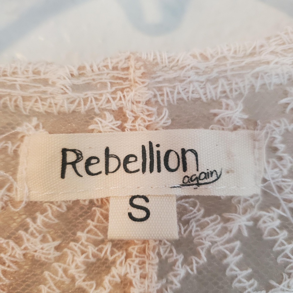 Rebellion Again Kimono Cardigan Womens Small Sheer Lace Floral Embroidered Boho - Picture 2 of 6